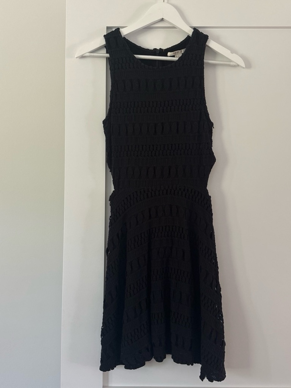 Forever 21 Black Sleeveless Crochet Fit & Flare Mini Dress